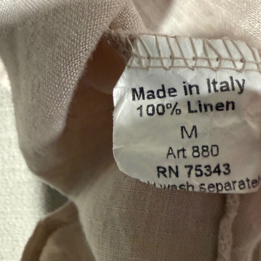 Terzo Millennio Linen Top Womens Medium Beige Button Back Relaxed Fit Lagenlook - Picture 4 of 6